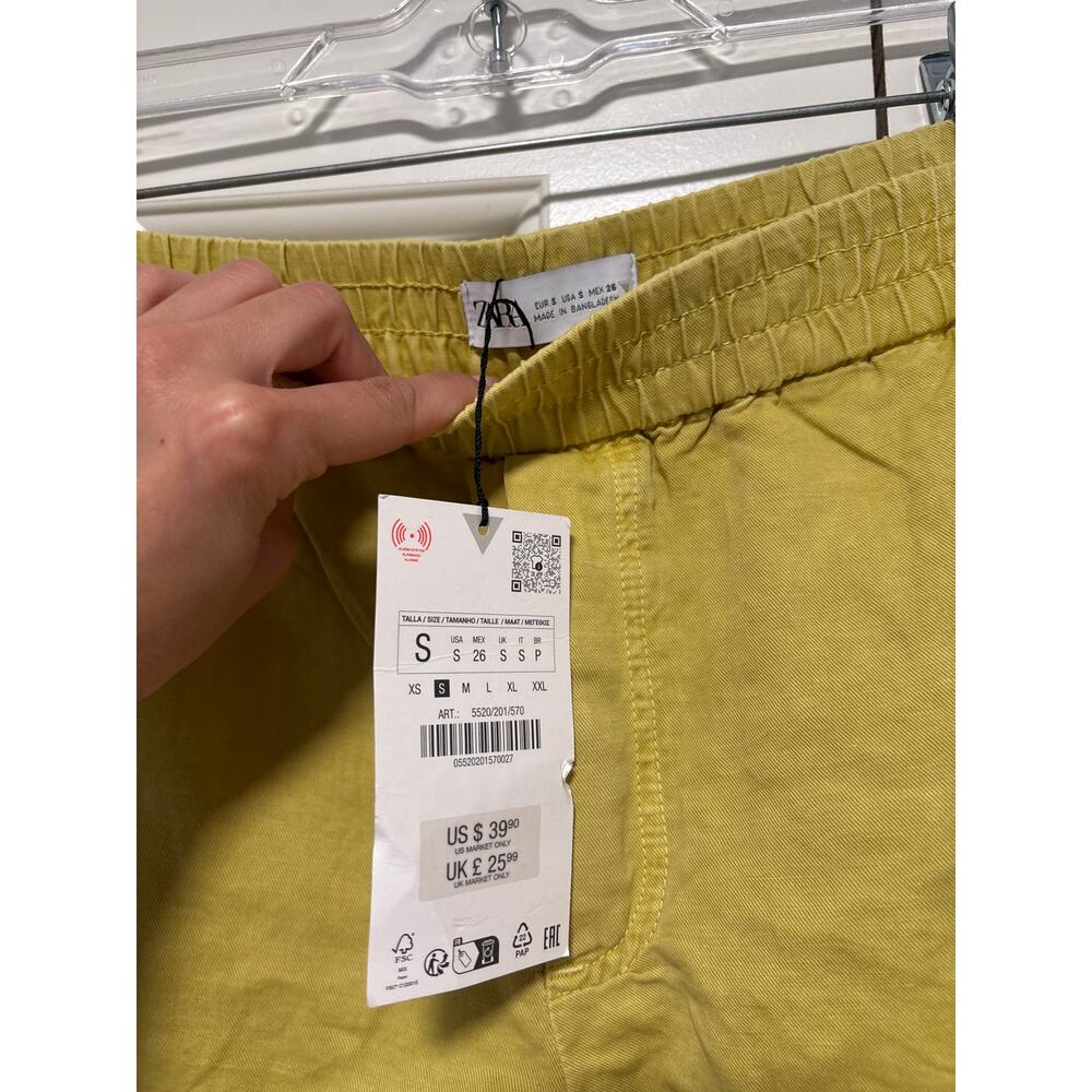 Zara Women's Olive Green High Rise Elastic Waist Shorts Size S NWT - Picture 7 of 9
